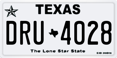 TX license plate DRU4028