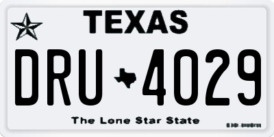 TX license plate DRU4029