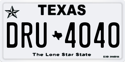 TX license plate DRU4040
