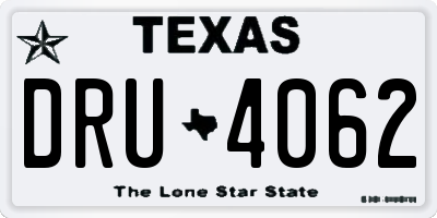 TX license plate DRU4062