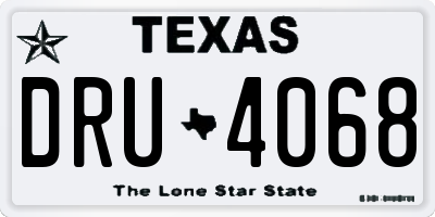 TX license plate DRU4068