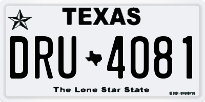 TX license plate DRU4081