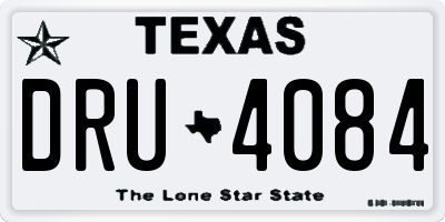 TX license plate DRU4084