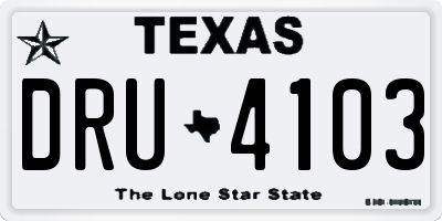 TX license plate DRU4103