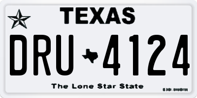 TX license plate DRU4124
