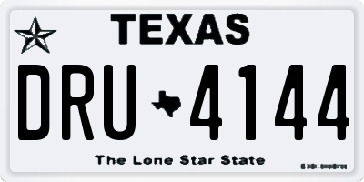 TX license plate DRU4144