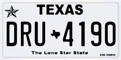 TX license plate DRU4190