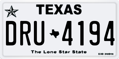 TX license plate DRU4194