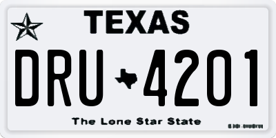 TX license plate DRU4201