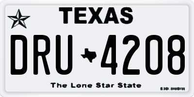 TX license plate DRU4208
