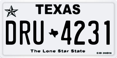 TX license plate DRU4231