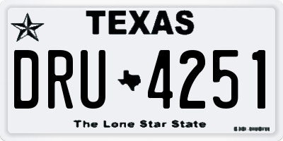 TX license plate DRU4251