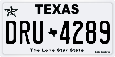 TX license plate DRU4289