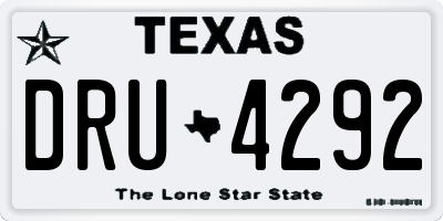 TX license plate DRU4292