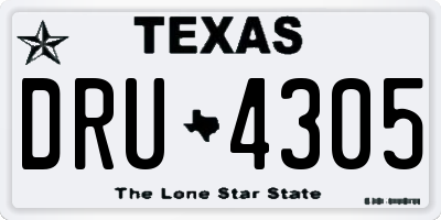 TX license plate DRU4305