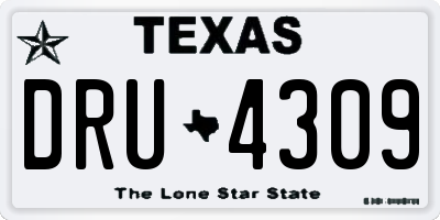 TX license plate DRU4309