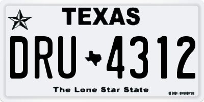 TX license plate DRU4312