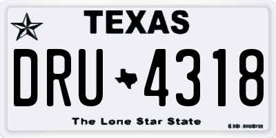 TX license plate DRU4318
