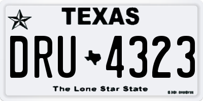 TX license plate DRU4323