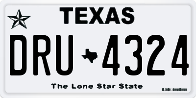 TX license plate DRU4324