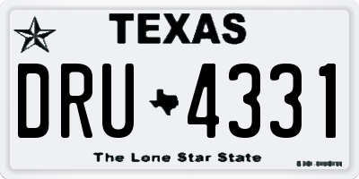 TX license plate DRU4331
