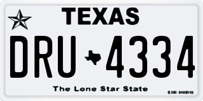 TX license plate DRU4334