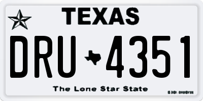 TX license plate DRU4351