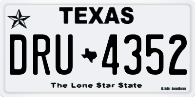 TX license plate DRU4352