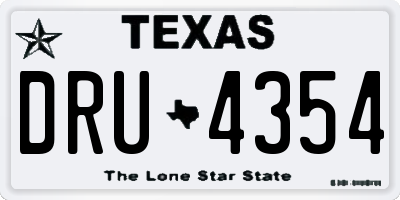 TX license plate DRU4354