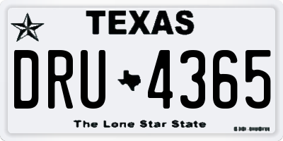 TX license plate DRU4365