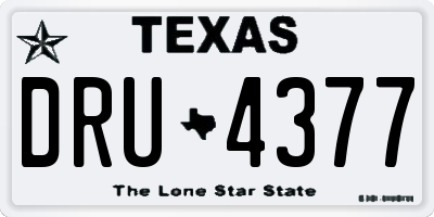 TX license plate DRU4377