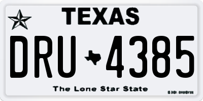 TX license plate DRU4385