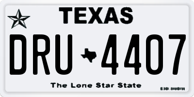 TX license plate DRU4407