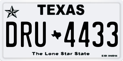 TX license plate DRU4433