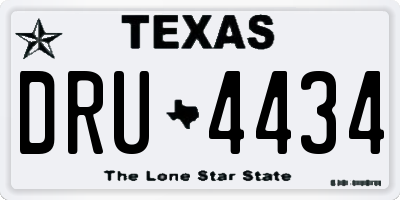 TX license plate DRU4434