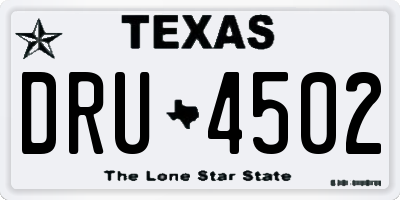 TX license plate DRU4502