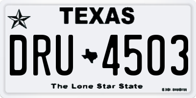 TX license plate DRU4503