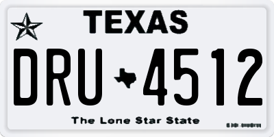 TX license plate DRU4512