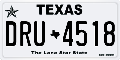 TX license plate DRU4518