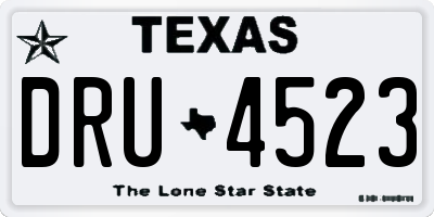 TX license plate DRU4523