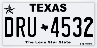 TX license plate DRU4532
