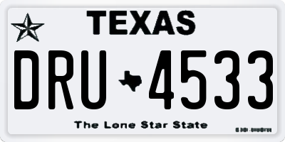 TX license plate DRU4533