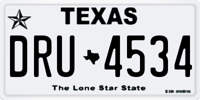 TX license plate DRU4534