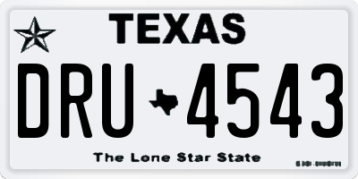 TX license plate DRU4543
