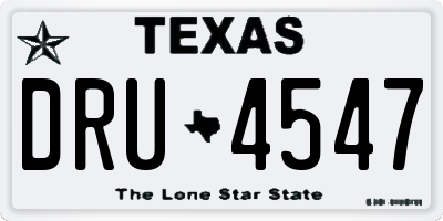 TX license plate DRU4547