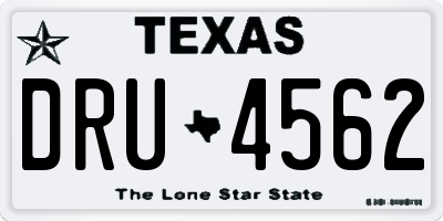 TX license plate DRU4562