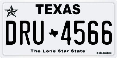 TX license plate DRU4566