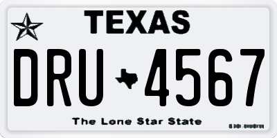 TX license plate DRU4567