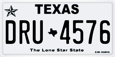 TX license plate DRU4576