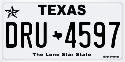 TX license plate DRU4597